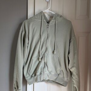 Brandy Melville Christy Light Green Zip-Up Hoodie